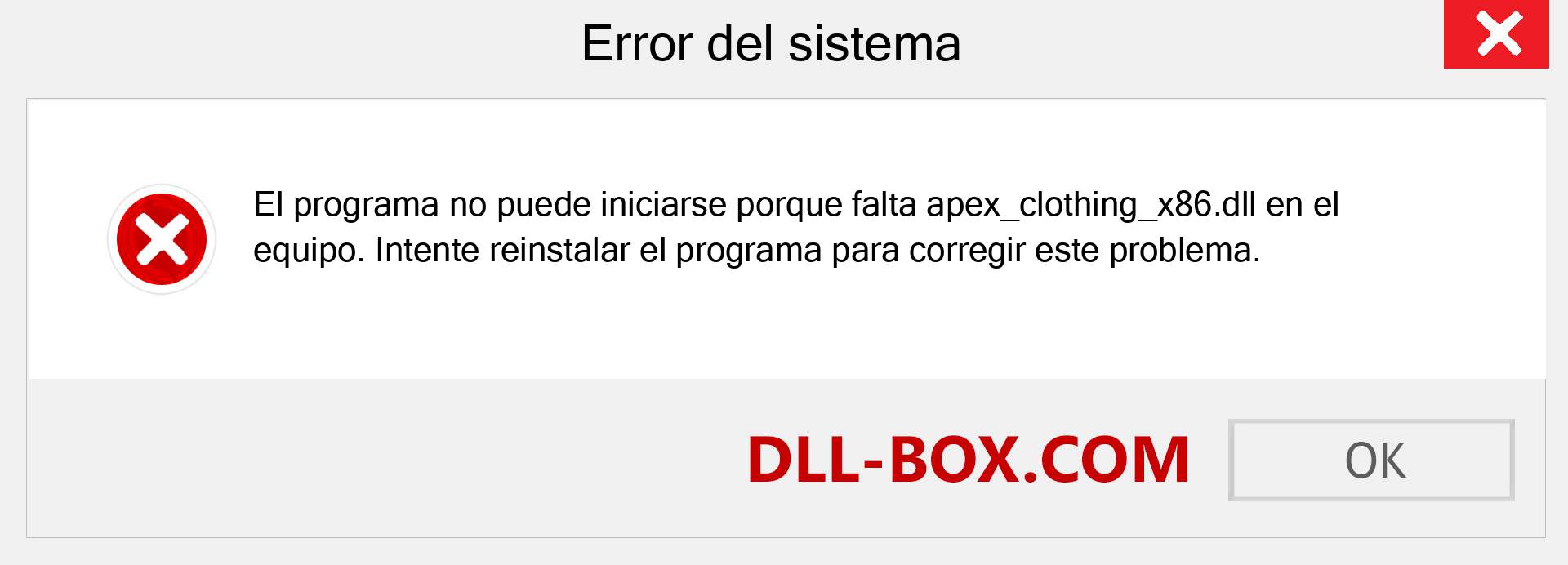 ¿Falta el archivo apex_clothing_x86.dll ?. Descargar para Windows 7, 8, 10 - Corregir apex_clothing_x86 dll Missing Error en Windows, fotos, imágenes